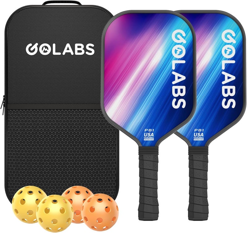 GOLABS PB1 Pickleball Paddles Set of 2, Durable Fiberglass Surface& 16mm STR-Core Power Polymer Core, USAPA Approved, 8oz Lightweight & Comfort Anti-Slip Elongated Grip for Increased Power and Spin - Image 1